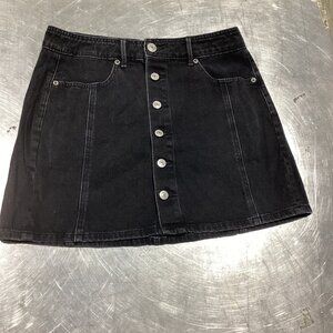 American Eagle Outfitters Black Button‑Front A‑Line Denim Mini Skirt